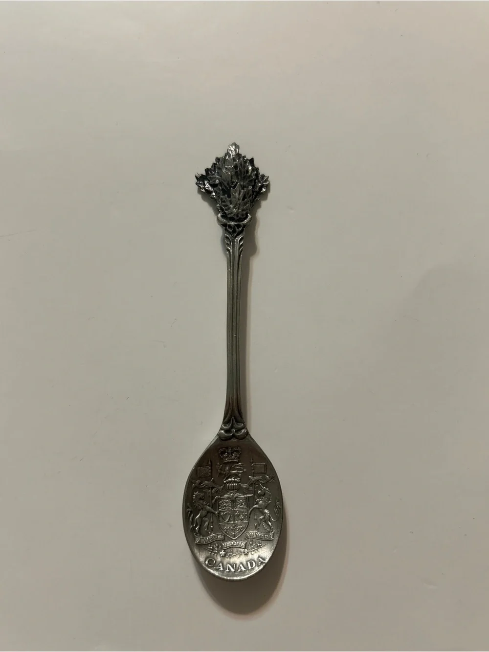 Vintage Boma Pewter Canada Souvenir Spoon Coat of Arms Maple Leaf